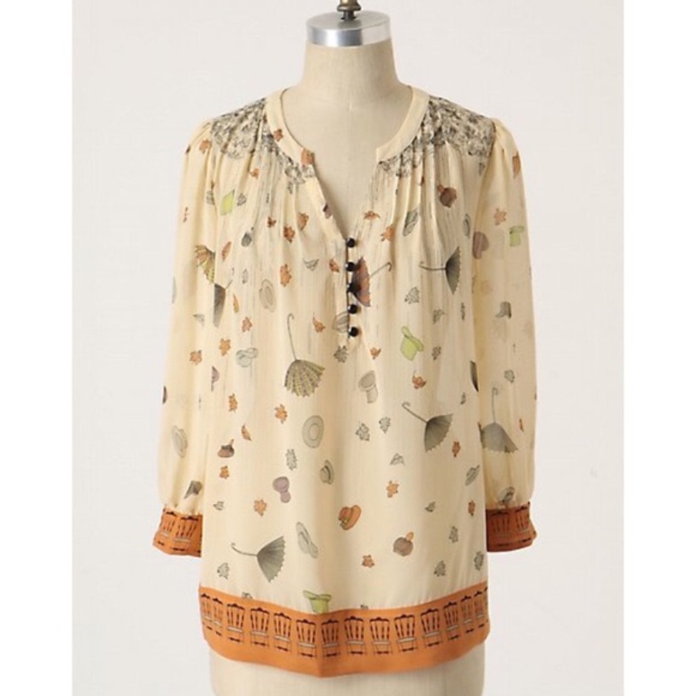 Floreat for ANTHROPOLOGIE Raining Blouse Sz 4
